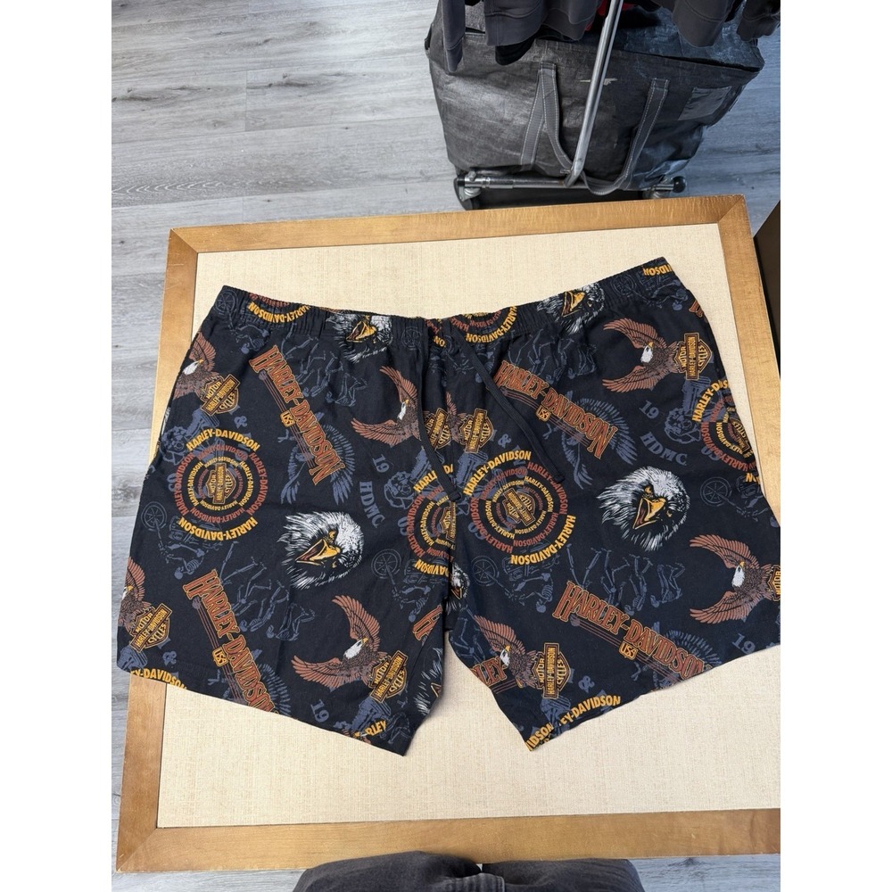 Harley Davidson Mens Pajama Shorts Sleepwear All Over Print Eagle Size 3XL